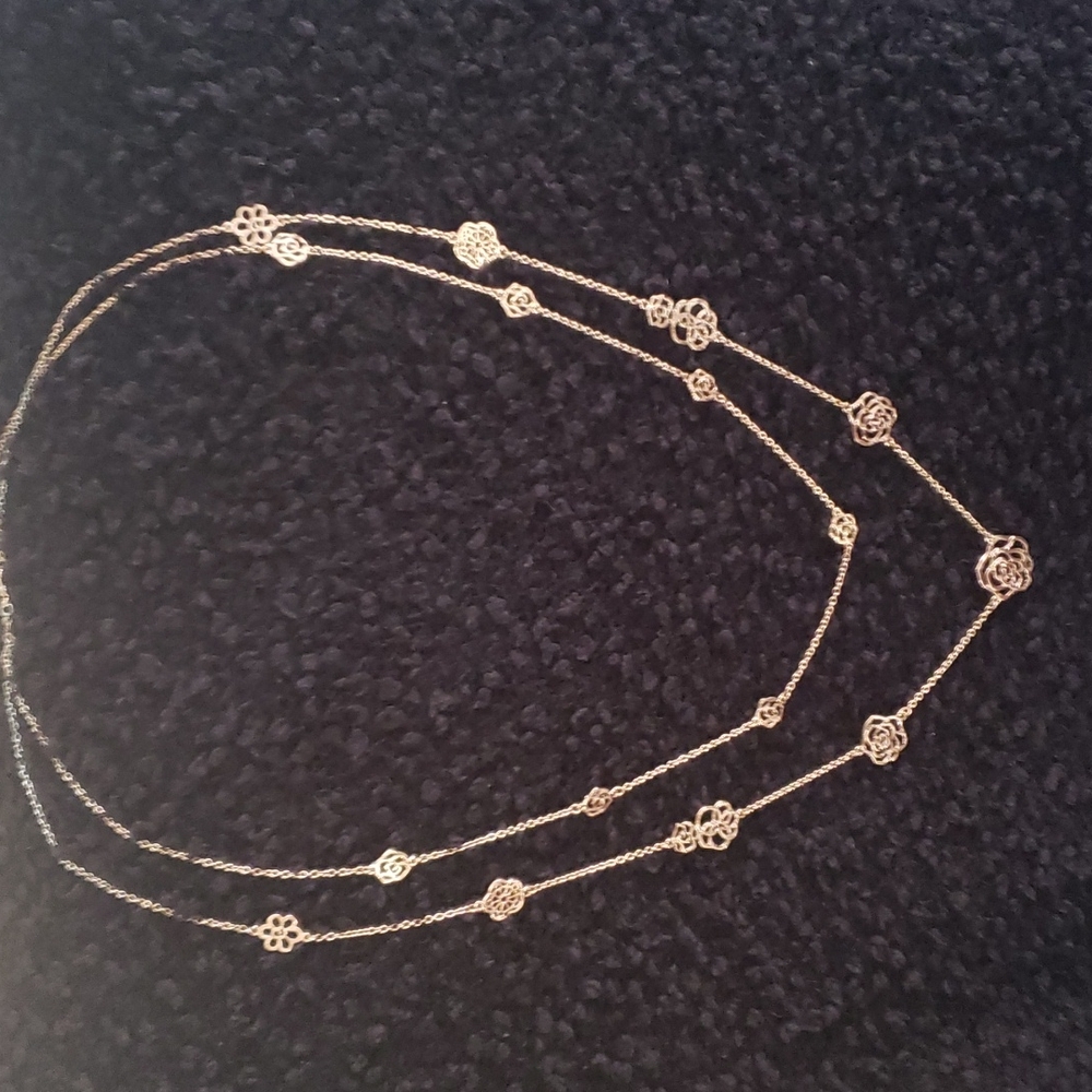 Rose Gold Double Chain Rose Necklace